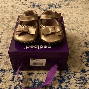NIB champagne PediPed 0-6 month baby girl shoes